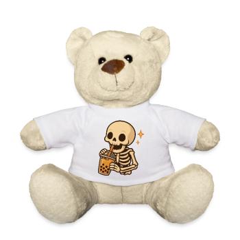 Skeleton with Bubble Tea kawaii Skeleton - Teddy Bear - white - Front