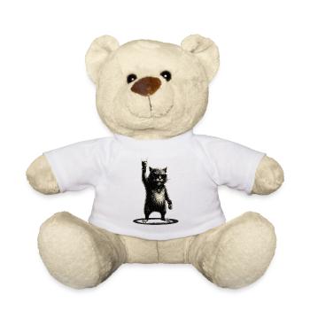 Grunge Rock Cat with Sunglasses and Skull - Teddy Bear - white - Front