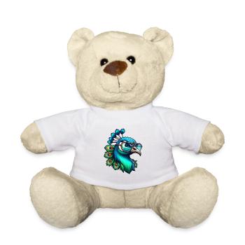 Motif du paon bleu Roue de paon Amoureux du paon - Nounours - blanc - Devant