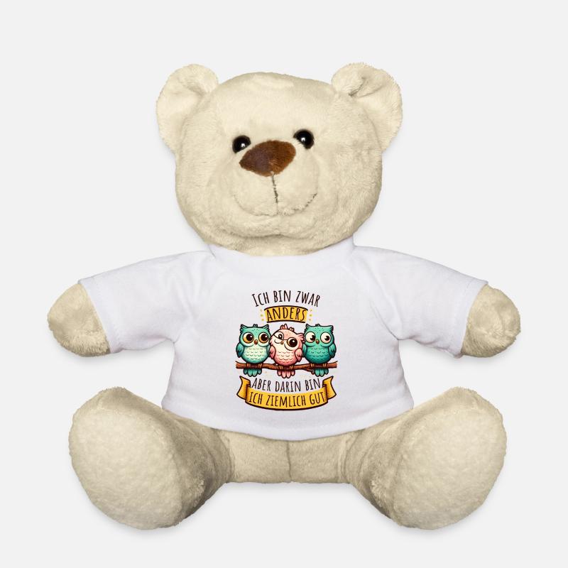 Being Different – Owls with Saying & Personality - Teddy Bear - white