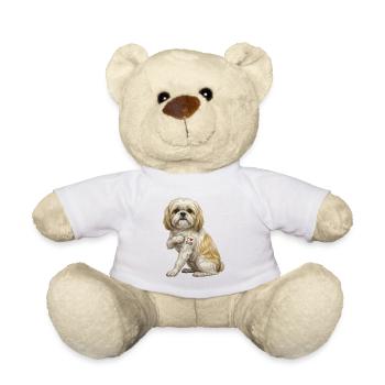 Ich liebe Papa Hundeporträt-T-Shirt - Teddy - Weiß - Vorne