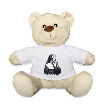 Rebellious Nun – Street Art Black White - Teddy Bear - white - Front