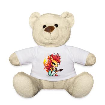 Flammenrock Pony mit Gitarre - Teddy - Weiß - Vorne