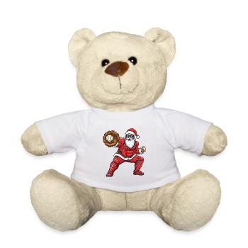 Graphique de Noël du Catcher de Père Noël pour un fan de sport - Nounours - blanc - Devant