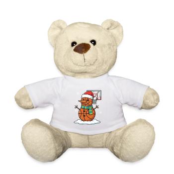 Basketball Snowman Xmas Graphic for Bball Fans Kid - Teddy Bear - white - Front