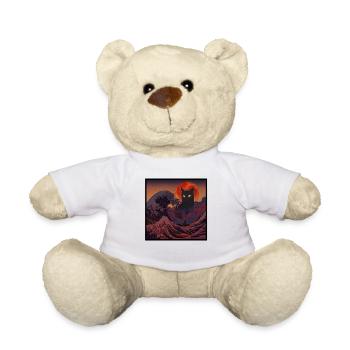 Mystische Schwarze Katze Japanische Wellennacht - Teddy - Weiß - Vorne