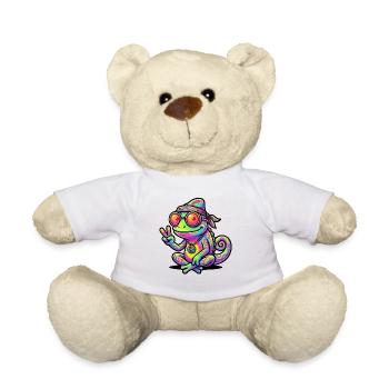 Hippie Chameleon 70s 1970s 60s Party - Teddy Bear - white - Front