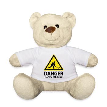 Panneau d’alerte de hockey sur glace de la zone Danger Slapshot - Nounours - blanc - Devant