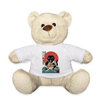 Lustige Kawaii Katzen-Ramen Japanische Anime-Nudeln - Teddy - Weiß - Vorne