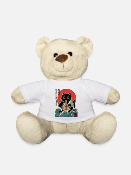 Lustige Kawaii Katzen-Ramen Japanische Anime-Nudeln - Teddy - Weiß