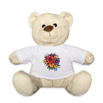 Bouquet de couleurs dans le style aquarelle - Nounours - blanc - Devant