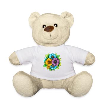 Lebendige Farbblumen Bouquet - Teddy - Weiß - Vorne