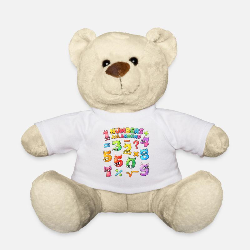 Rainbow Math Faces & Numbers - Teddy Bear - white