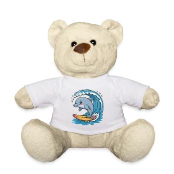 Dolphin Surfer on Wave Magic - Teddy Bear - white - Front