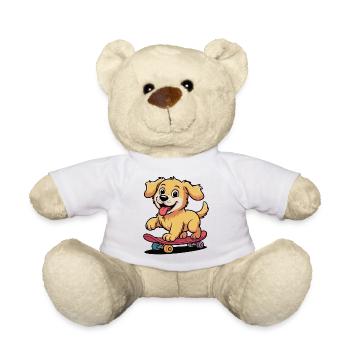 Skateboard Hund Cartoon - Teddy - Weiß - Vorne