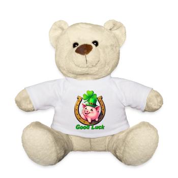Cochon chanceux avec trèfle - Nounours - blanc - Devant