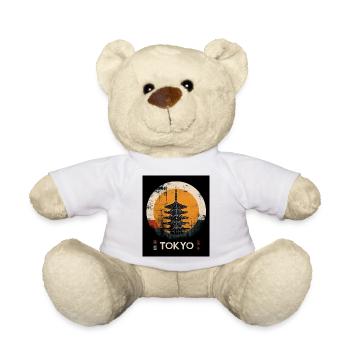 TOKIO | Japanische Pagoden-Sonnenuntergangskunst - Teddy - Weiß - Vorne