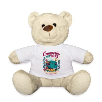 Camper with heart, caravan love nature - Teddy Bear - white - Front