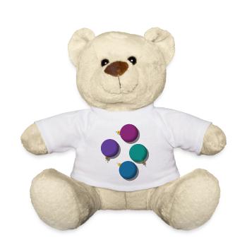 4 colourful Christmas baubles - Teddy Bear - white - Front