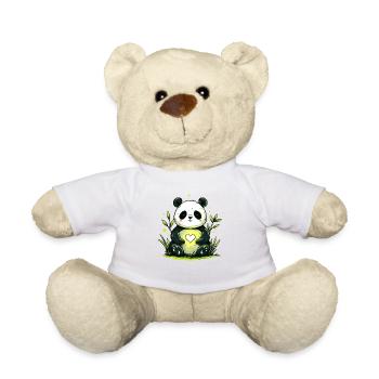 Panda mit Herz im Grünen - Teddy - Weiß - Vorne