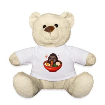 Gorilla with noodles ramen kawaii gorilla - Teddy Bear - white - Front