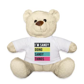 Ich bin Sandy und mache sandige Dinge Retrofarben - Teddy - Weiß - Vorne