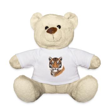 Tiger Head Illustration Wild Pattern - Teddy Bear - white - Front