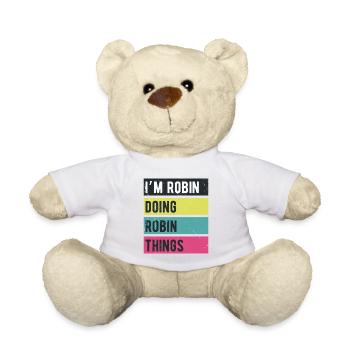 Je suis Robin qui fait des couleurs rétro de Robin Things - Nounours - blanc - Devant