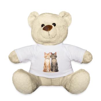 Two happy cat friends - Teddy Bear - white - Front