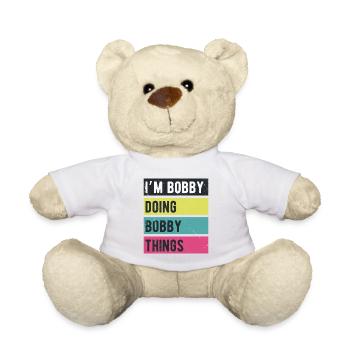 Ich bin Bobby und mache Bobby-Dinge in Retro-Farben - Teddy - Weiß - Vorne