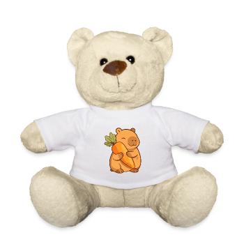 Capybara with carrot – relaxed & cute - Teddy Bear - white - Front