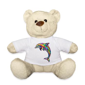 Bunter Mosaik-Delfin Abstraktes Ocean Art Design - Teddy - Weiß - Vorne