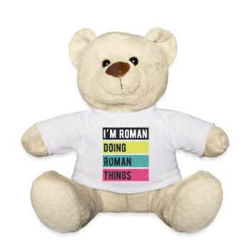 Ich bin Römer und mache römische Dinge in Retro-Farben - Teddy - Weiß - Vorne