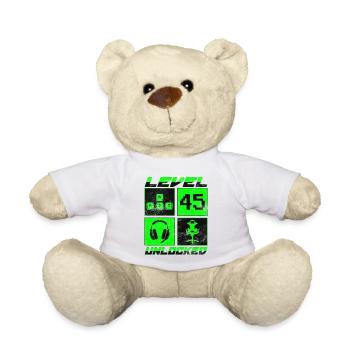 Geburtstag Geschenk Level Unlocked 45 Jahre - Teddy - Weiß - Vorne