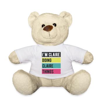 Je suis Claire qui fait des choses Claire Couleurs rétro - Nounours - blanc - Devant