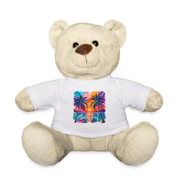 Salty Soul Sea Beach with Palm Trees by Sunset - Teddy Bear - white - Front
