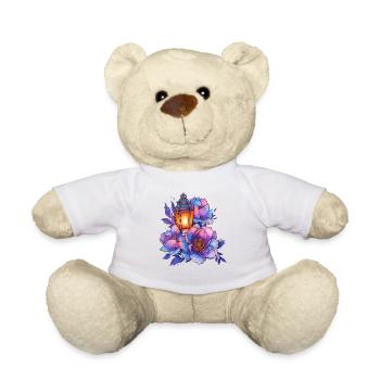 Lantern light in front of colorful peonies - Teddy Bear - white - Front