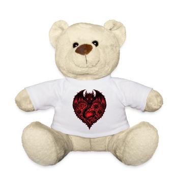 Süßes Herz Romantischer Drachenliebhaber Rosen Liebe - Teddy - Weiß - Vorne