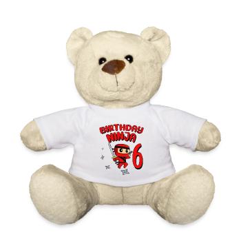 Birthday Ninja 6 Year Old Birthday Party Gift - Teddy - Weiß - Vorne