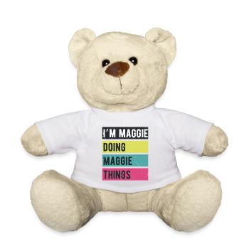 Je suis Maggie qui fait des couleurs rétro de Maggie Things - Nounours - blanc - Devant