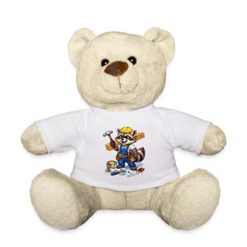 Construction Raccoon in workshop look - Teddy Bear - white - Front