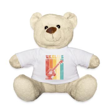 Hawaiian Ukulele Uke Retro Vintage - Teddy Bear - white - Front