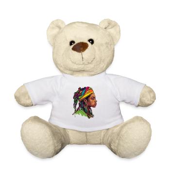 Headwrap Color Explosion Portrait - Teddy Bear - white - Front