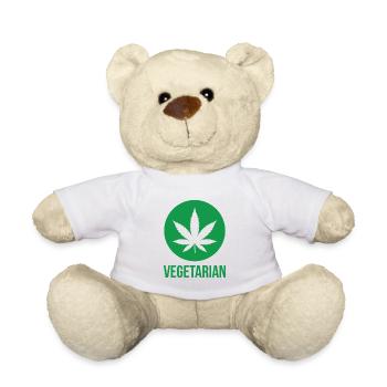 Vegetarian Cannabis – Witziges Kiffer Design - Teddy - Weiß - Vorne