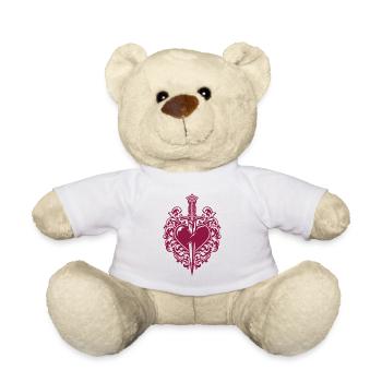 I love You - Valentine' Day | Dolch Herz Ornament - Teddy - Weiß - Vorne