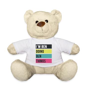 Ich bin Ben, der Ben Dinge Retrofarben macht - Teddy - Weiß - Vorne