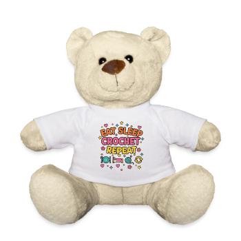 Eat Sleep Crochet Repeat Funny Crochet Lover - Teddy Bear - white - Front