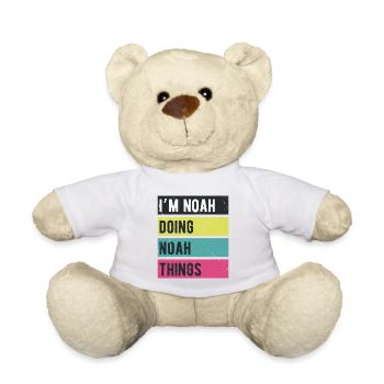 Je suis Noah qui fait des choses de Noah Couleurs rétro - Nounours - blanc - Devant