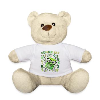 Number Day 2026 Neon Calculator Hero - Teddy Bear - white - Front