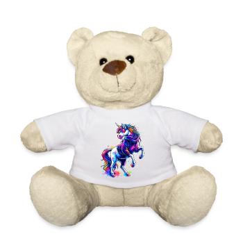 Rainbow Einhorn mit Hoodie & Sonnenbrille - Teddy - Weiß - Vorne